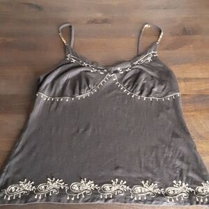 Brown Embellished Women's Top